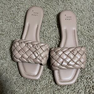 Women’s A New Day Carissa Woven Slide Sandals, tan, size 7